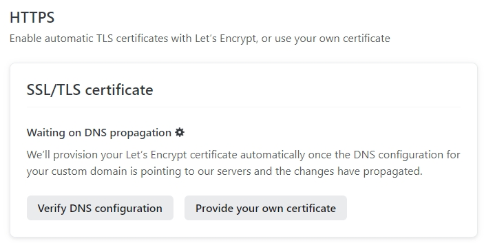 Certificat Let’s Encrypt en cours de provisionnement. Crédits: image extraite du site Netlify