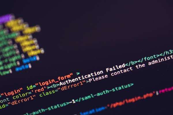 Code HTML gérant une authentification qui a échoué