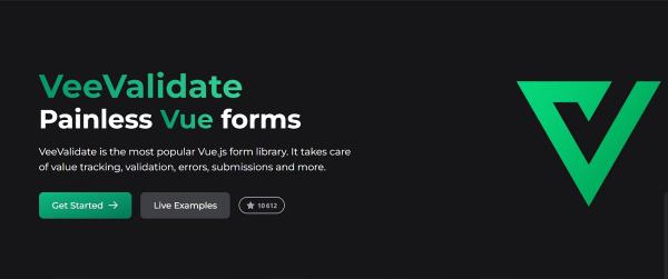 Page d’accueil et slogan de VeeValidate