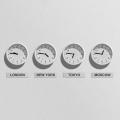 Quatre horloges pour l’heure de Londres, New York, Moscou et Tokyo